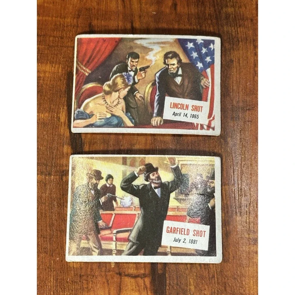 Lot of (2) 1954 Topps Scoop Scoops Garfield Shot #9 & President Lincoln Shot #6